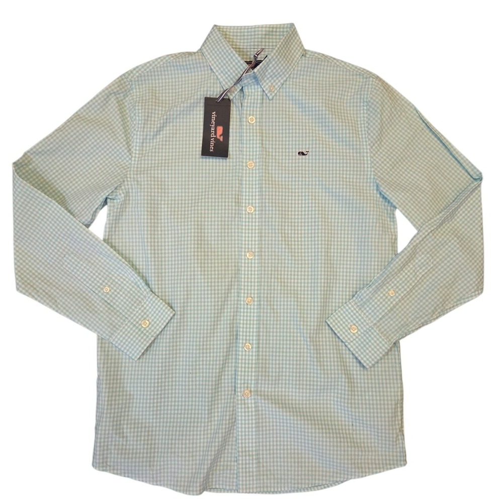 Vineyard Vines Boys L 16 Whale Shirt Topsail Gingham Button Down Pool Side NWT